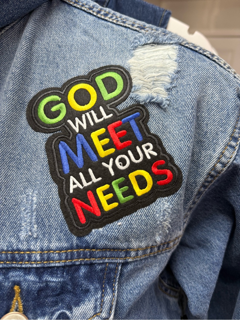 Denim STYLIST Jacket with Red & Blue Wonder Girl Patch - Picture 6 of 8